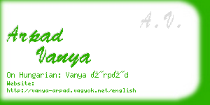 arpad vanya business card